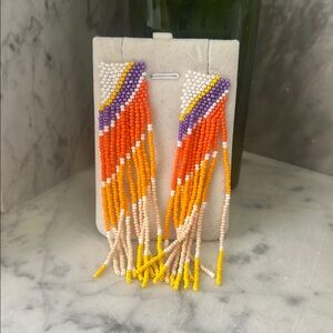 Colorful Beaded Fringe Earrings